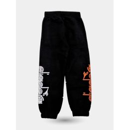 Pantaloni tuta Diadora neri da bambina con logo bianco e arancione