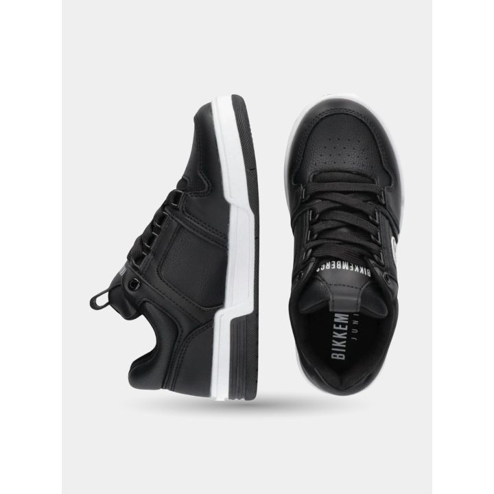 Sneaker Bikkembergs nera di lato e dall'alto con suola bianca e nera
