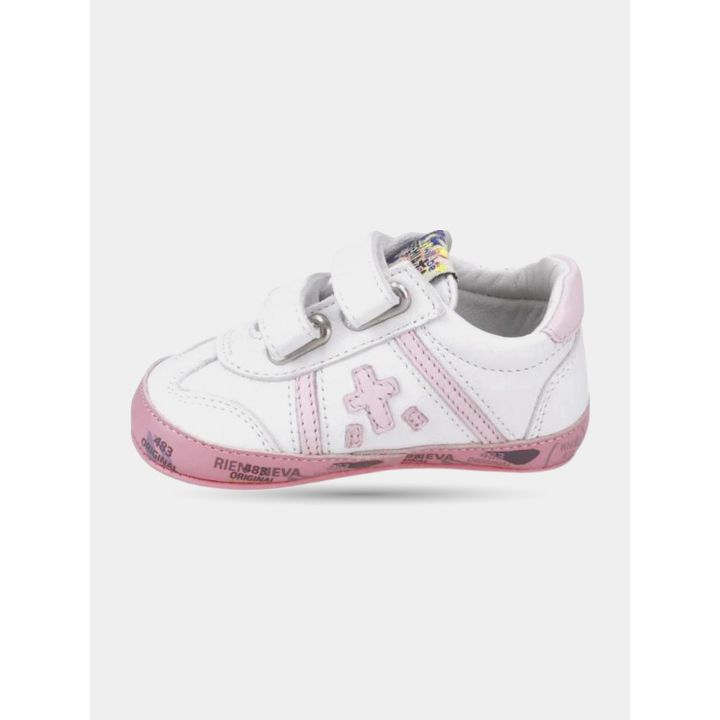 Scarpe culla Premiata bianche e rosa, lato interno