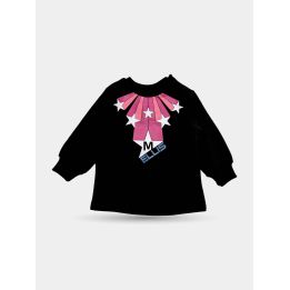 Maxi felpa Marc Ellis bambina nera con stelle e raggi rosa, vista frontale