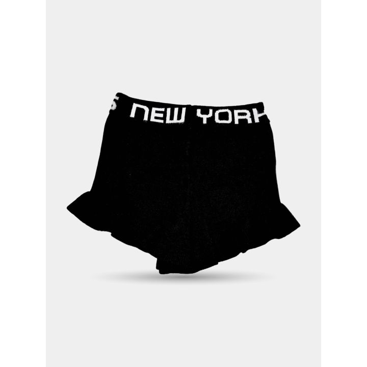 Pantaloncini Marc Ellis bambina neri effetto gonnellina con scritta New York