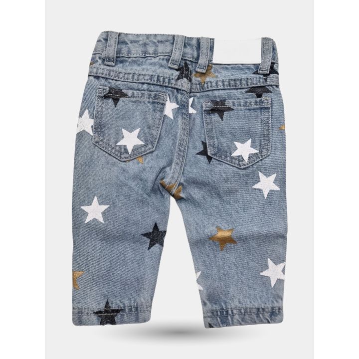 Retro dei jeans Marc Ellis con stelle e patch bianca logata in vita