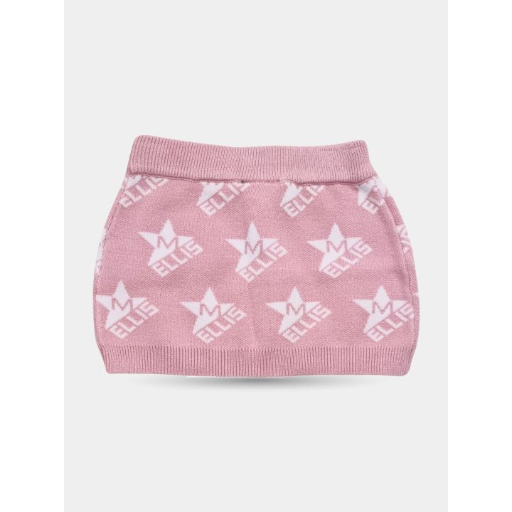 Gonna Marc Ellis bambina rosa in maglia con stelle logate, vista frontale