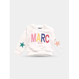 Felpa Marc Ellis bambina bianca con logo multicolore, vista frontale