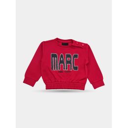 Felpa Marc Ellis bambina rossa con logo nero e brillantini, vista frontale