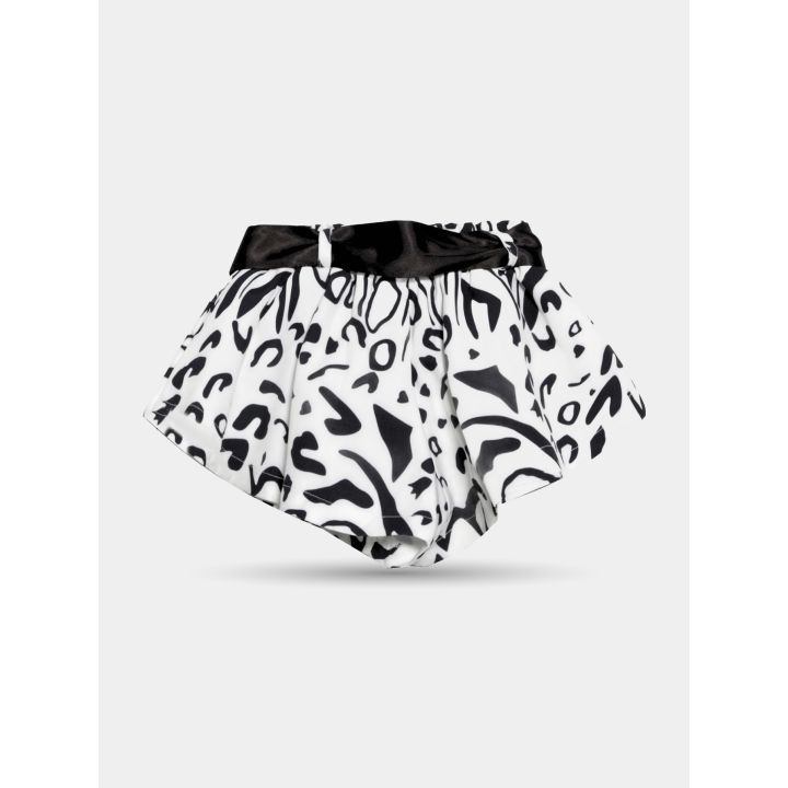 Pantaloncini FUN&FUN animalier visti dal retro con cintura nera