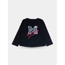 T-shirt FUN&FUN nera da neonata vista frontale con M glitter