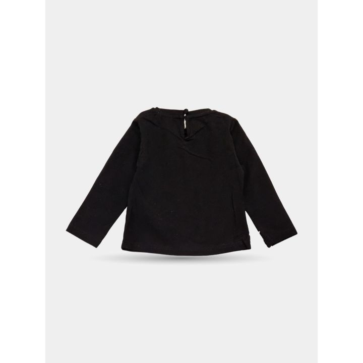 Retro della t-shirt nera FUN&FUN con bottoncino al collo