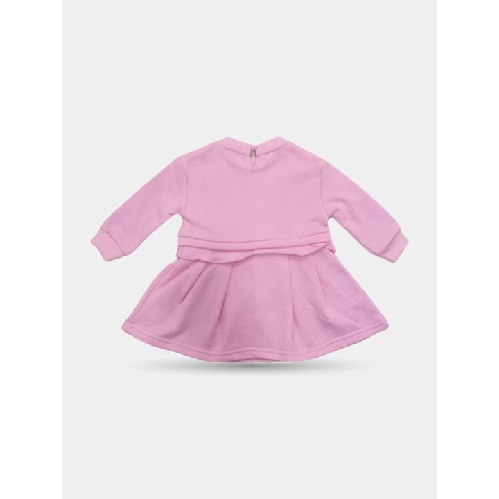 Retro dell'abito rosa FUN&FUN con bottone al collo