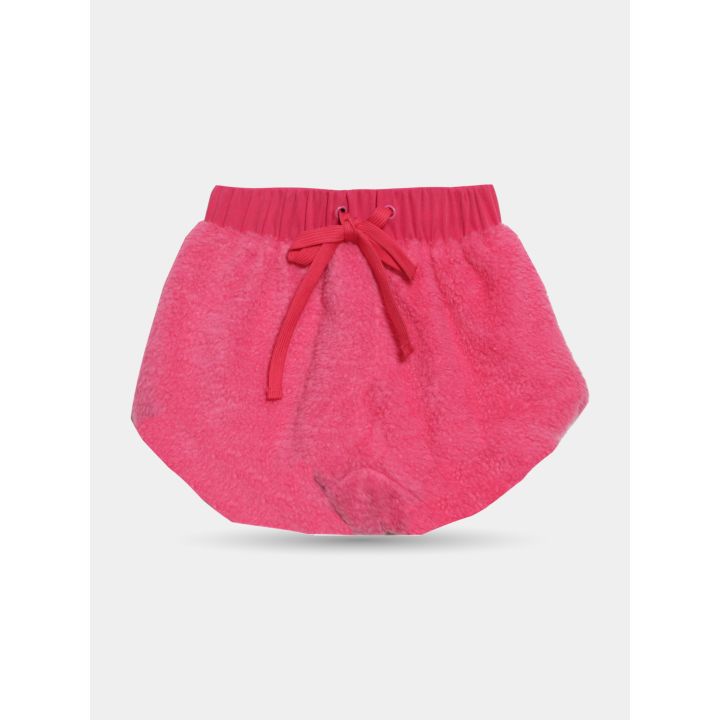 Pantaloncini FUN&FUN rosa effetto teddy vista frontale con cordino
