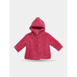 Cappotto FUN&FUN rosa effetto teddy da neonata vista frontale