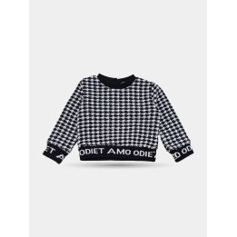 Maglione Odi et Amo pied de poule bianco e nero da neonata, vista frontale