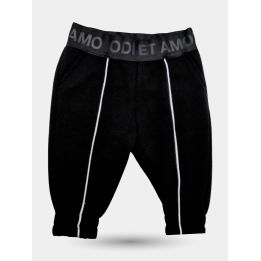 Leggings neri Odi et Amo da neonata con riga bianca, vista frontale