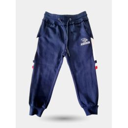 Pantaloni tuta Jeckerson blu da bambino vista frontale con coulisse
