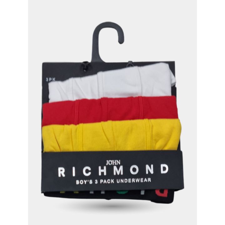 Confezione da tre boxer John Richmond bianco, rosso e giallo