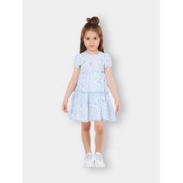 Bambina con l'abito Liu Jo a cuori celeste e bianco, vista frontale