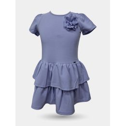 Abito Liu Jo viola con fiore applicato e gonna a balze, vista frontale
