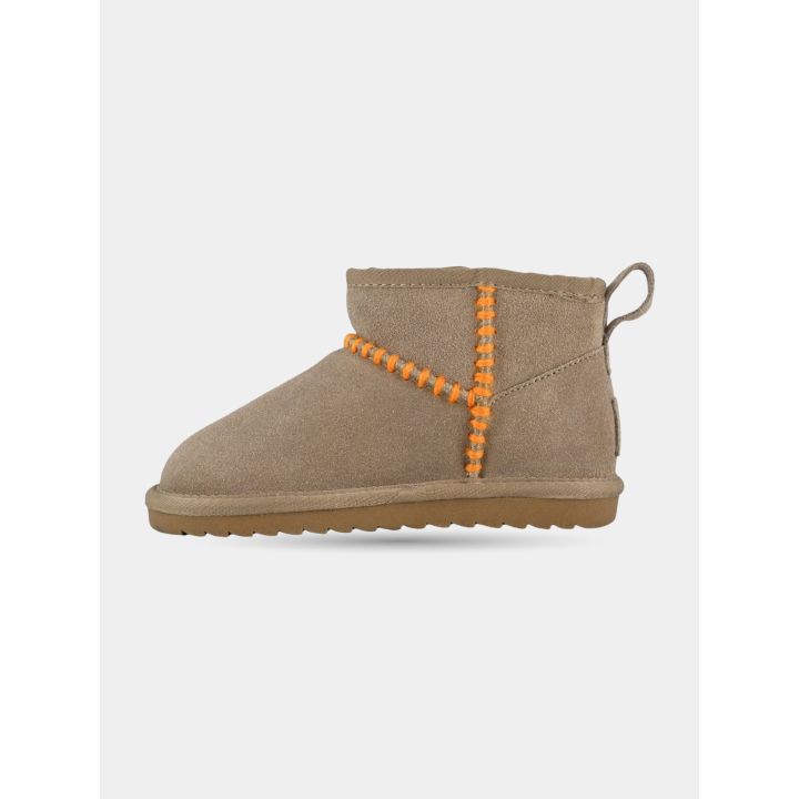 Stivaletto marrone Colors of California, lato interno con le cuciture arancioni