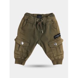 Pantaloni cargo John Richmond verde oliva con tasconi laterali, vista frontale