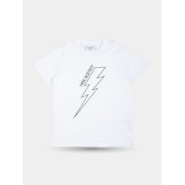 T-shirt Neil Barrett bianca con fulmine nero disegnato a contorno, vista frontale