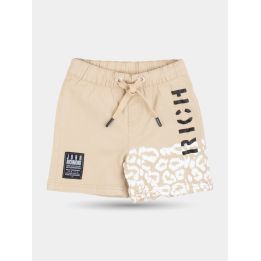 Pantaloncini John Richmond marrone chiaro con stampa maculata, vista frontale