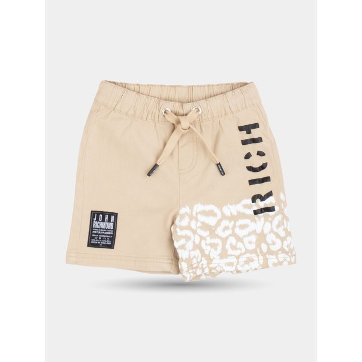 Pantaloncini John Richmond marrone chiaro con stampa maculata, vista frontale