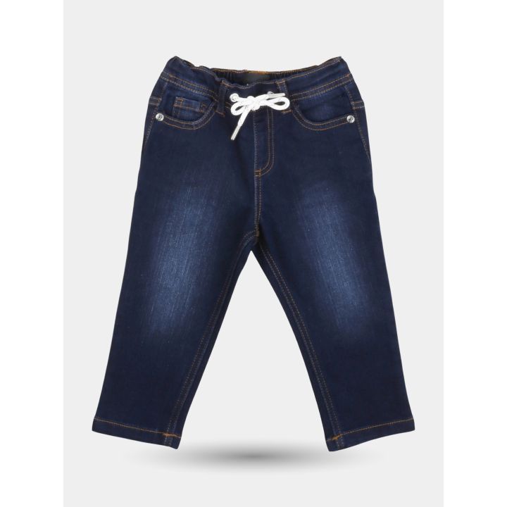 Jeans John Richmond blu scuro con coulisse bianca, vista frontale