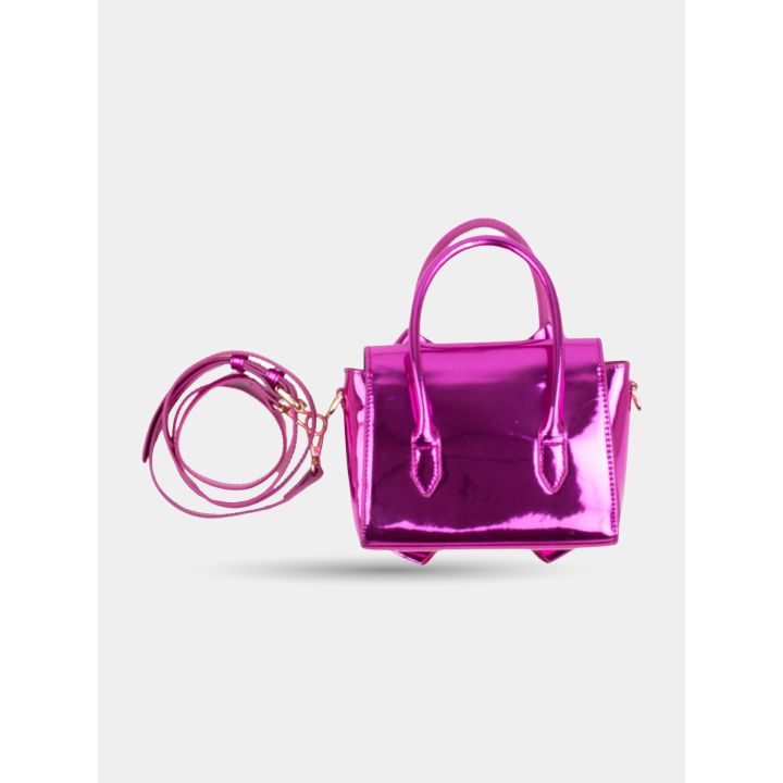 Retro della borsa Pinko metallizzata con manico e tracolla