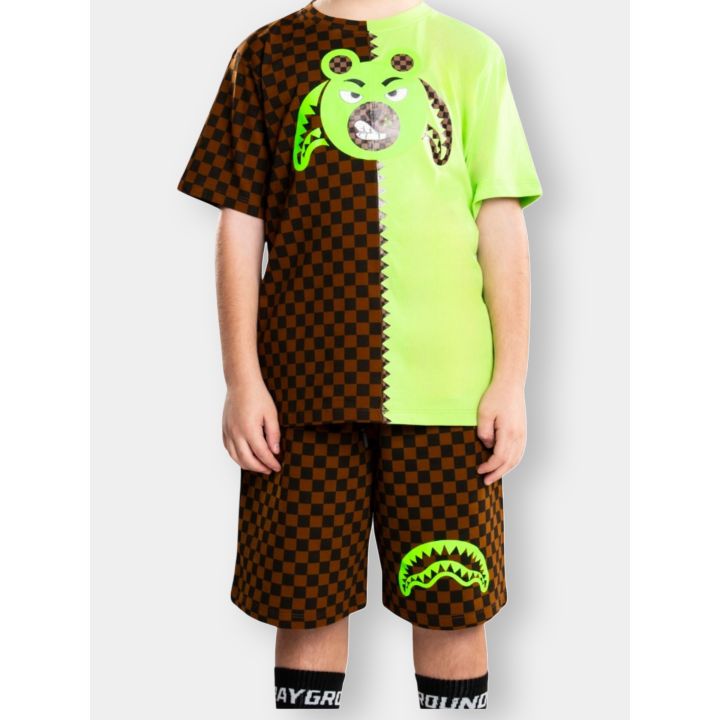 T-shirt Sprayground Money Bear indossata vista frontale ravvicinata