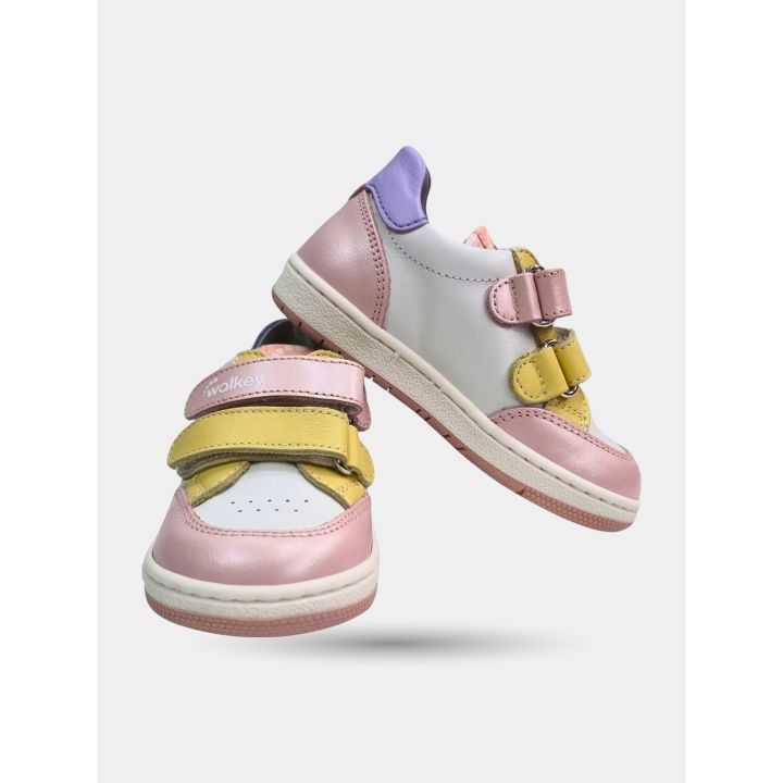 Paio di sneakers Walkey color pastello con strappi rosa e gialli
