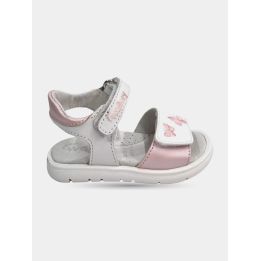 Sandalo Walkey bianco da bambina con farfalle rosa, vista laterale
