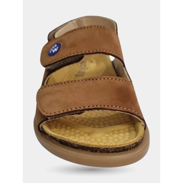 Fasce a strappo del sandalo Walkey marrone con il logo W blu