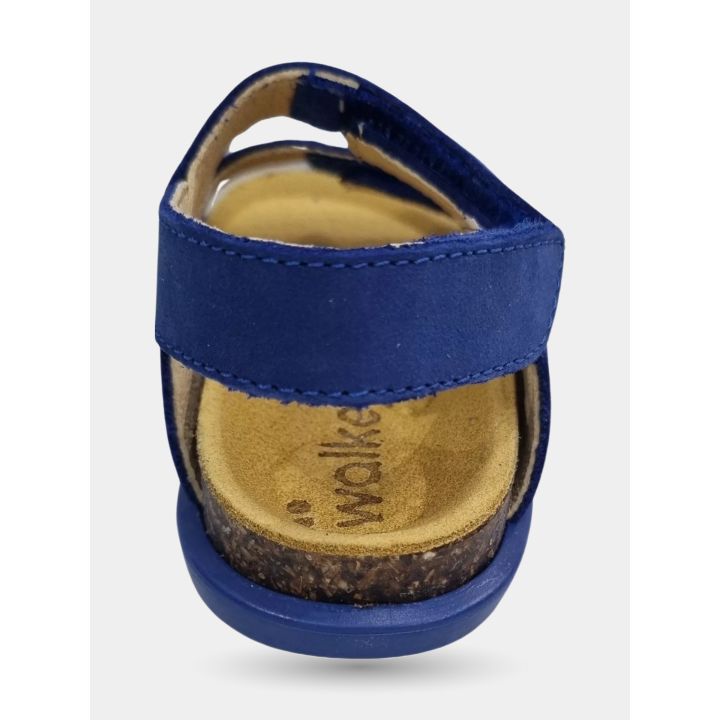 Retro del sandalo Walkey blu con il cinturino e il fondo in sughero
