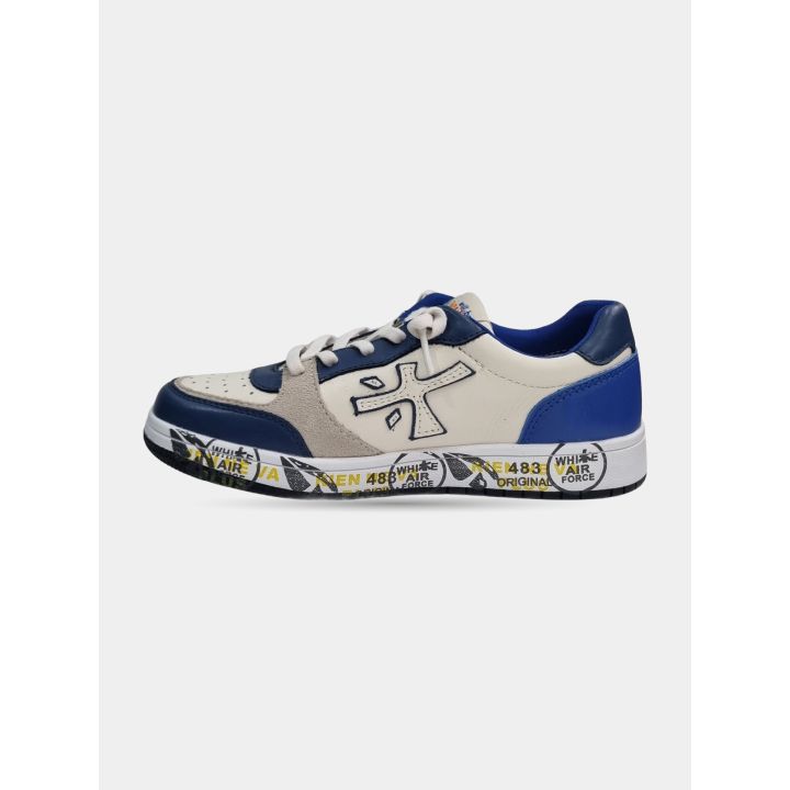 Sneakers Premiata bianche e blu, lato interno