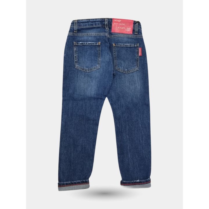 Retro dei jeans Patriot blu con patch rossa in vita