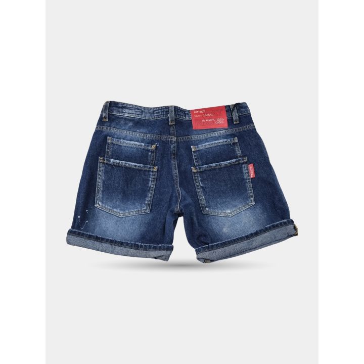 Retro dei bermuda jeans Patriot blu con patch rossa in vita