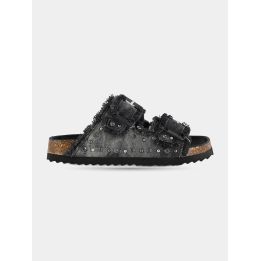Sandali Colors of California in jeans nero con borchie, vista laterale