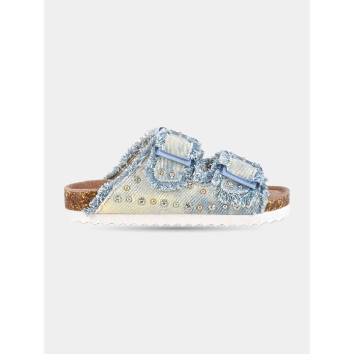 Sandali Colors of California in jeans celeste slavato, vista laterale