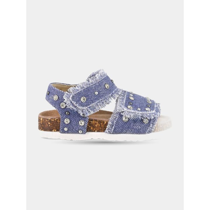Sandali Colors of California da bambina in jeans blu con strass, vista laterale