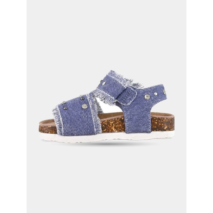 Sandali in jeans blu Colors of California, lato interno con base effetto sughero