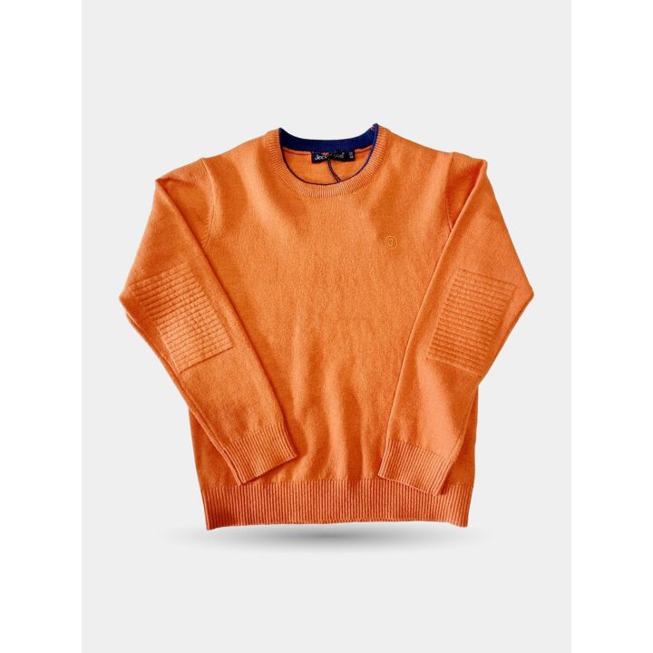 Maglia Jeckerson arancione da bambino vista frontale, girocollo