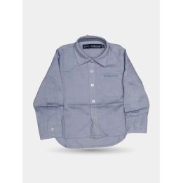 Camicia Jeckerson azzurra da neonato vista frontale a manica lunga