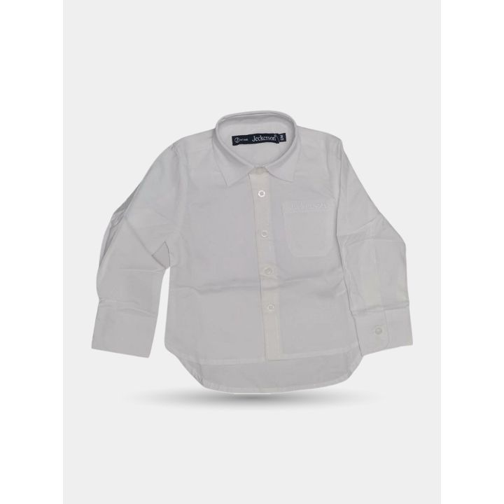 Camicia Jeckerson bianca da neonato vista frontale a manica lunga
