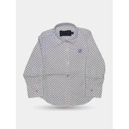 Camicia Jeckerson bianca a quadratini blu da neonato vista frontale