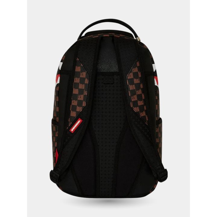 Retro dello zaino Sprayground marrone con schienale imbottito nero