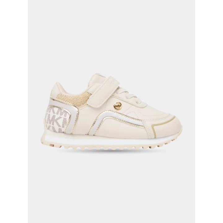 Sneakers Michael Kors bianche da bambina vista laterale con strappo