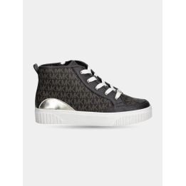 Sneakers alte Michael Kors marroni vista laterale con tallone dorato