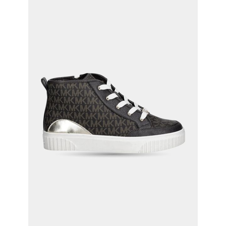 Sneakers alte Michael Kors marroni vista laterale con tallone dorato