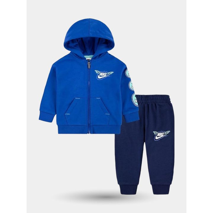 Tuta Nike blu da bambino con felpa a zip e cappuccio vista frontale