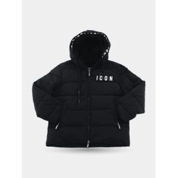 Piumino ICON nero con cappuccio vista frontale